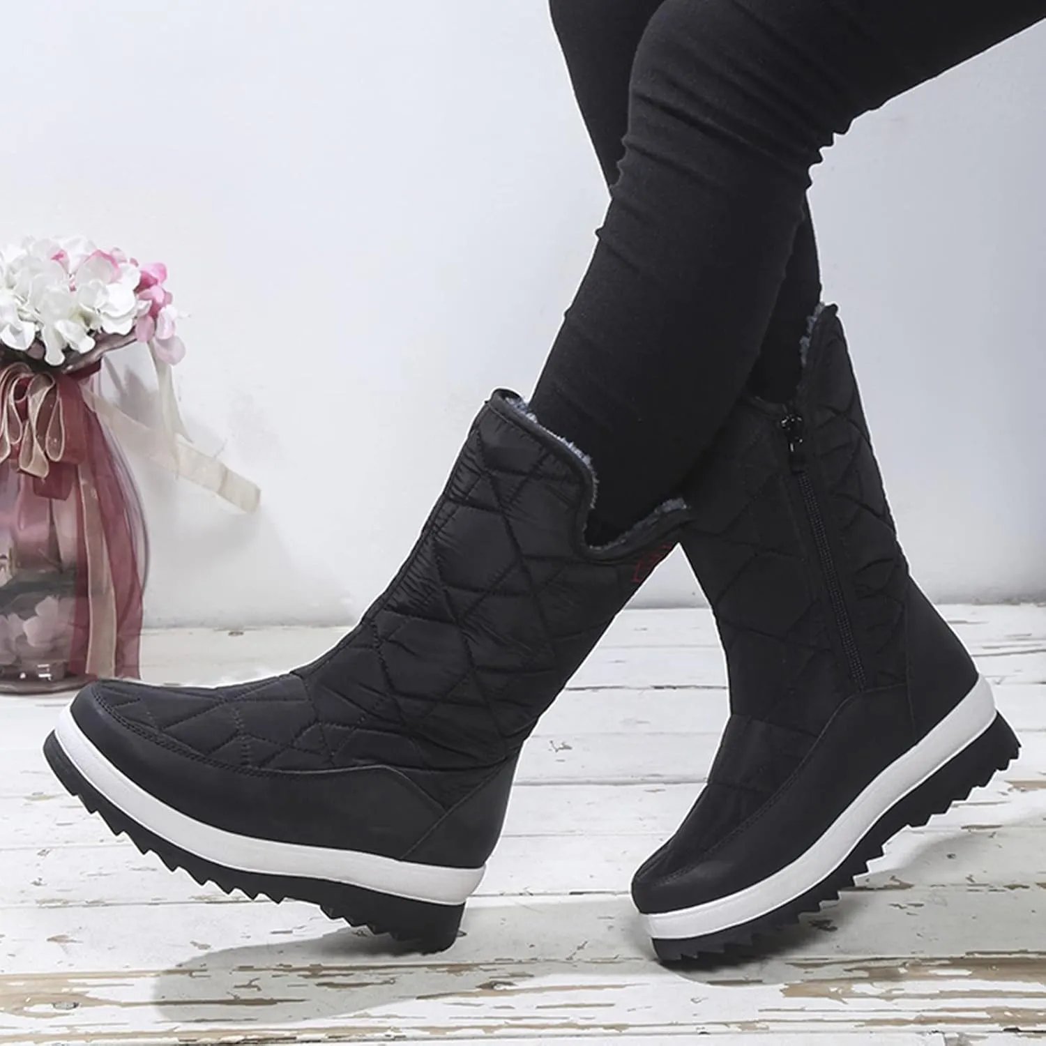 Womens Mens Winter Boots Waterproof Hiking Boots Outdoor Sneaker Boots Cold Weather Fur Lined Short Ankle Booties Duck Boots