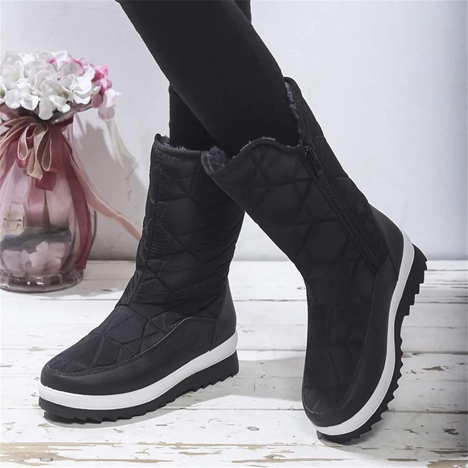 Womens Mens Winter Boots Waterproof Hiking Boots Outdoor Sneaker Boots Cold Weather Fur Lined Short Ankle Booties Duck Boots