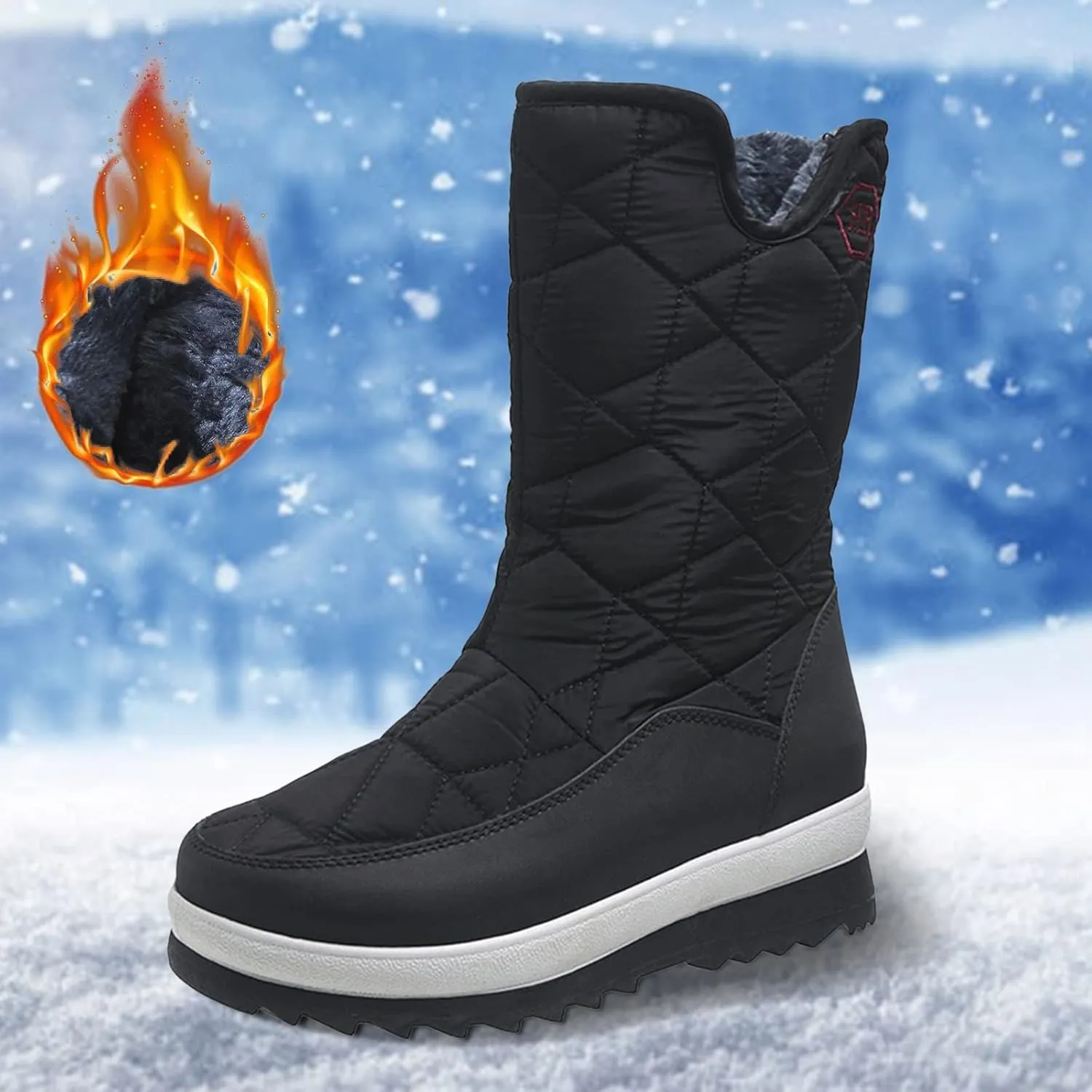 Womens Mens Winter Boots Waterproof Hiking Boots Outdoor Sneaker Boots Cold Weather Fur Lined Short Ankle Booties Duck Boots