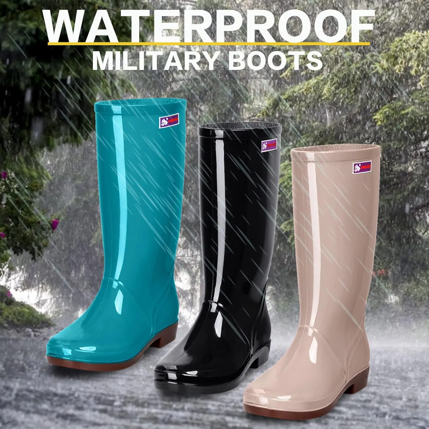 Women's Mid Calf Rain Boots Solid Color Waterproof Rubber Boots Short Garden Shoes Comfy Walking Boots Hunting Boots