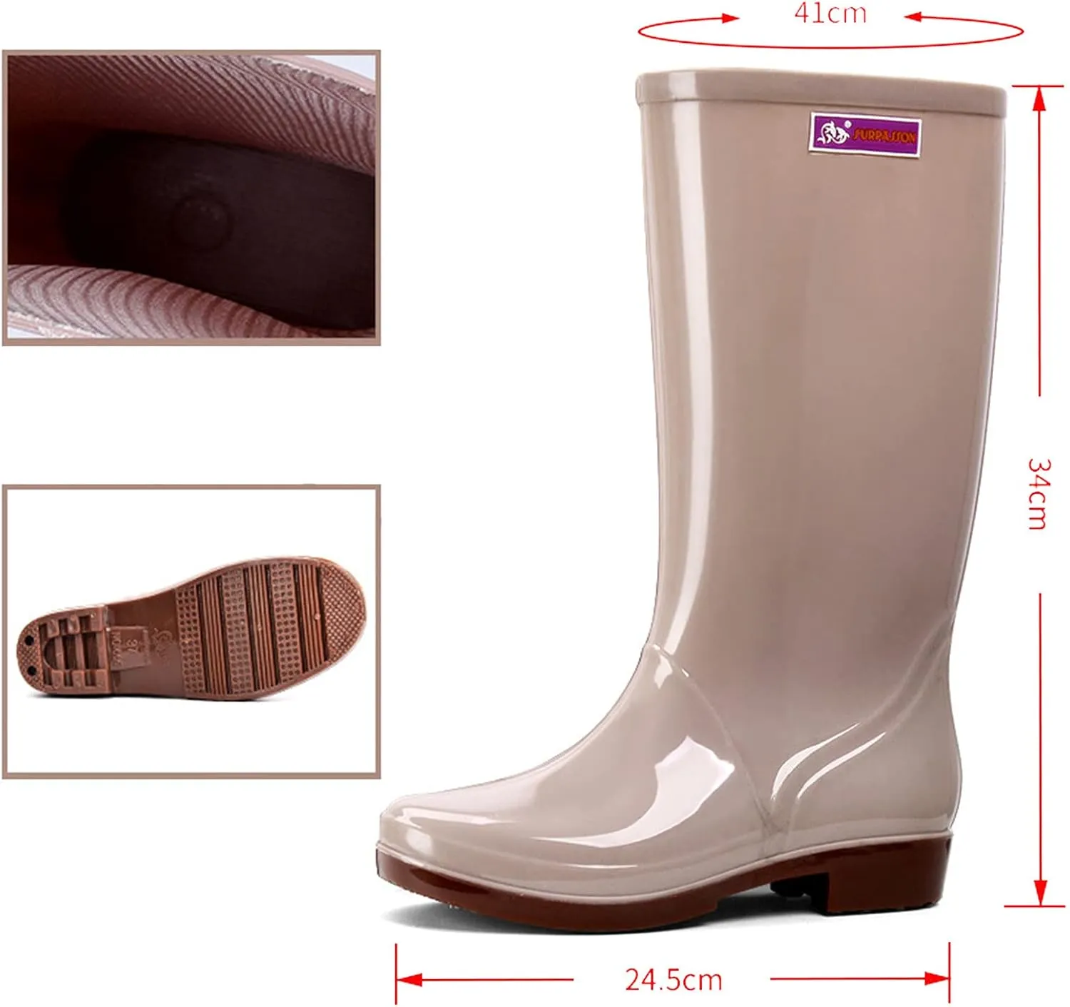 Women's Mid Calf Rain Boots Solid Color Waterproof Rubber Boots Short Garden Shoes Comfy Walking Boots Hunting Boots