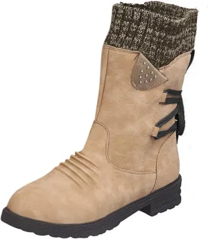 Women's Snow Boots Slip on Womens Size 8.5 Snow Boot Short Winter Boots for Women Wide Waterproof Work Boots for Women Lightweight Botas Negras De Invierno De Mujer