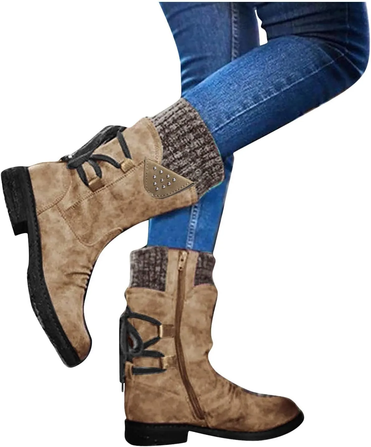 Women's Snow Boots Slip on Womens Size 8.5 Snow Boot Short Winter Boots for Women Wide Waterproof Work Boots for Women Lightweight Botas Negras De Invierno De Mujer