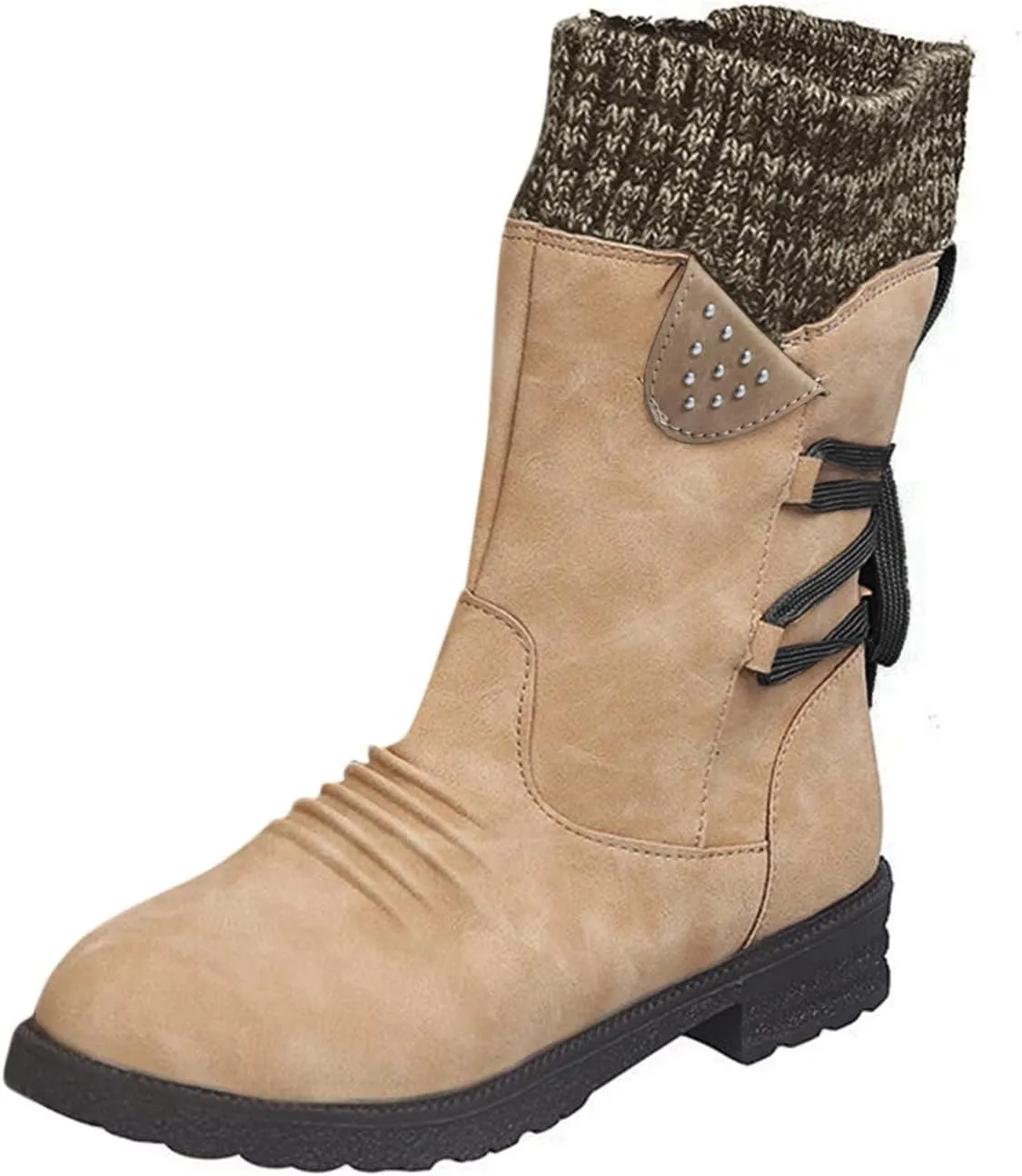 Women's Snow Boots Slip on Womens Size 8.5 Snow Boot Short Winter Boots for Women Wide Waterproof Work Boots for Women Lightweight Botas Negras De Invierno De Mujer