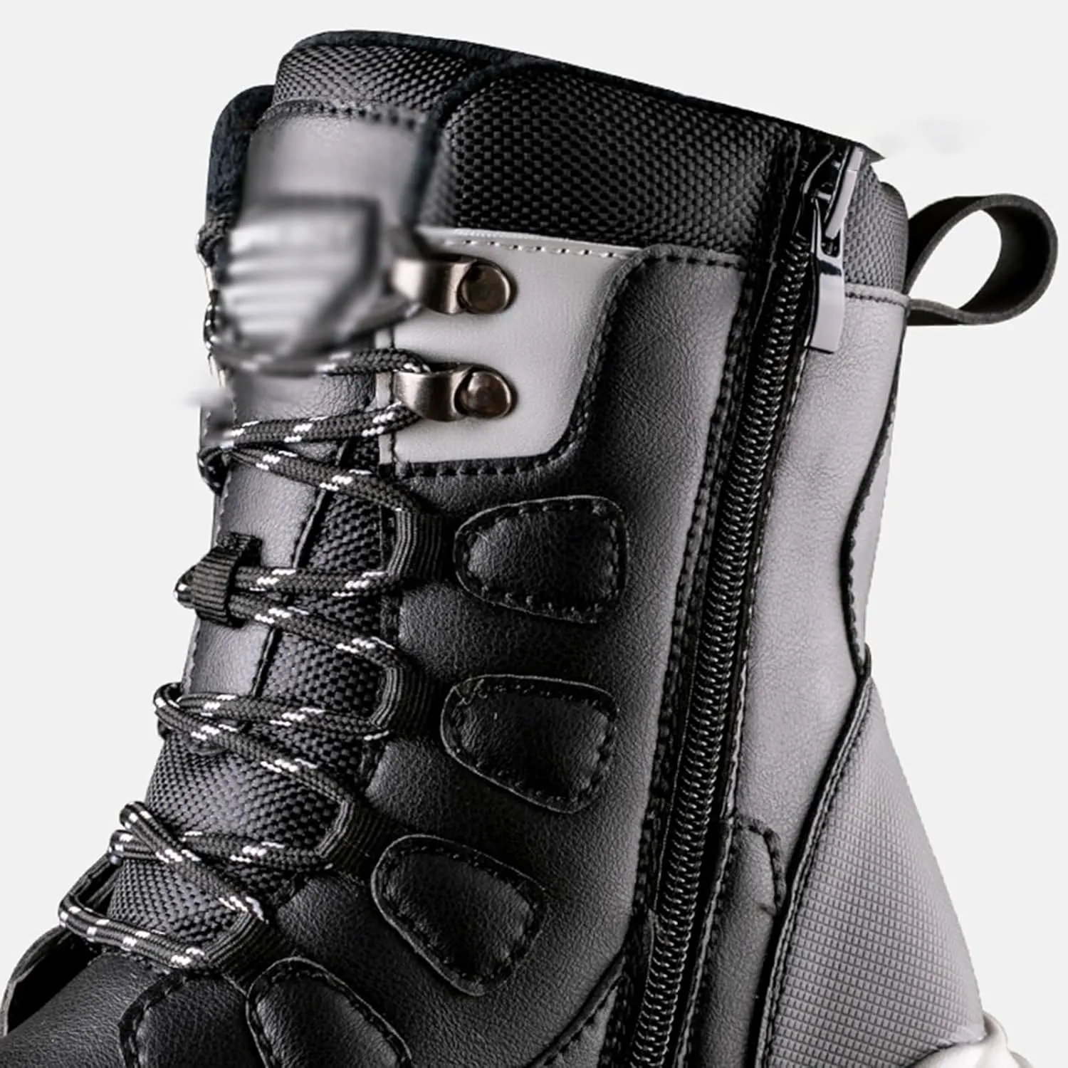 Womens Snow Boots Waterproof Non Slip Warm Fur Lined Lace Up Side Zipper Winter Men High Gang Boots Fashion Casual Comfortable Unisex Winter Hiking Sneakers ( Color : White , Size : 8.5 Women/7 Men )