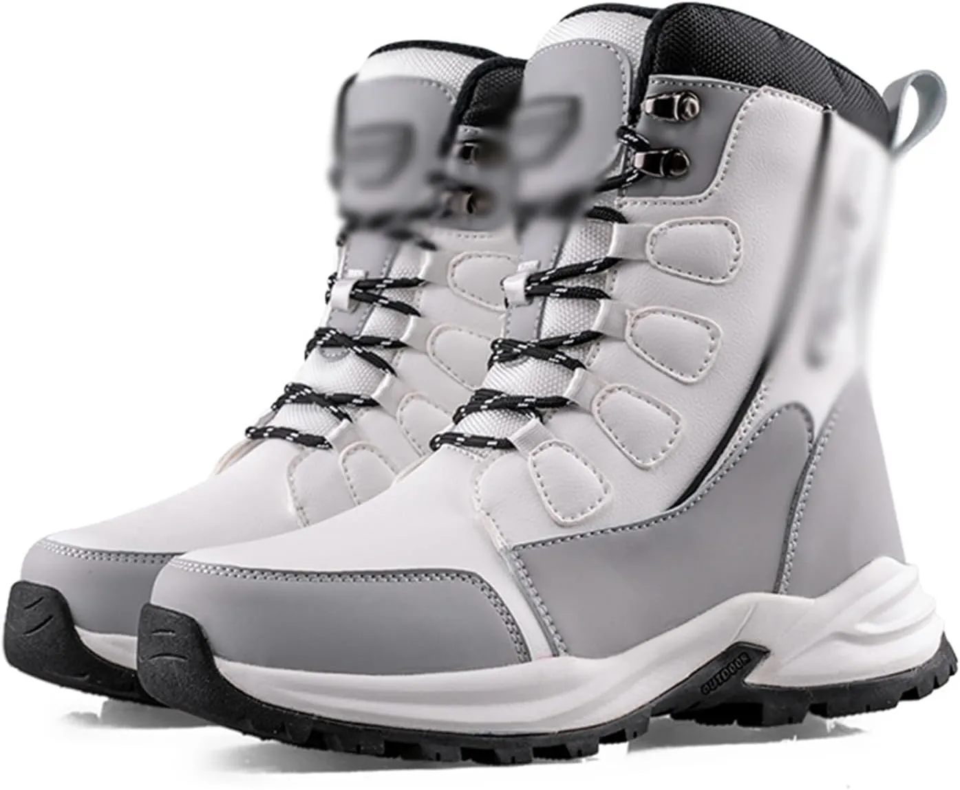 Womens Snow Boots Waterproof Non Slip Warm Fur Lined Lace Up Side Zipper Winter Men High Gang Boots Fashion Casual Comfortable Unisex Winter Hiking Sneakers ( Color : White , Size : 8.5 Women/7 Men )