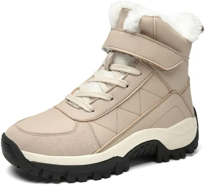 Women's Snow Boots Waterproof Winter Boot Outdoor Walking Comfortable Hiking Booties Fur Lined Mid Calf Warm Shoes