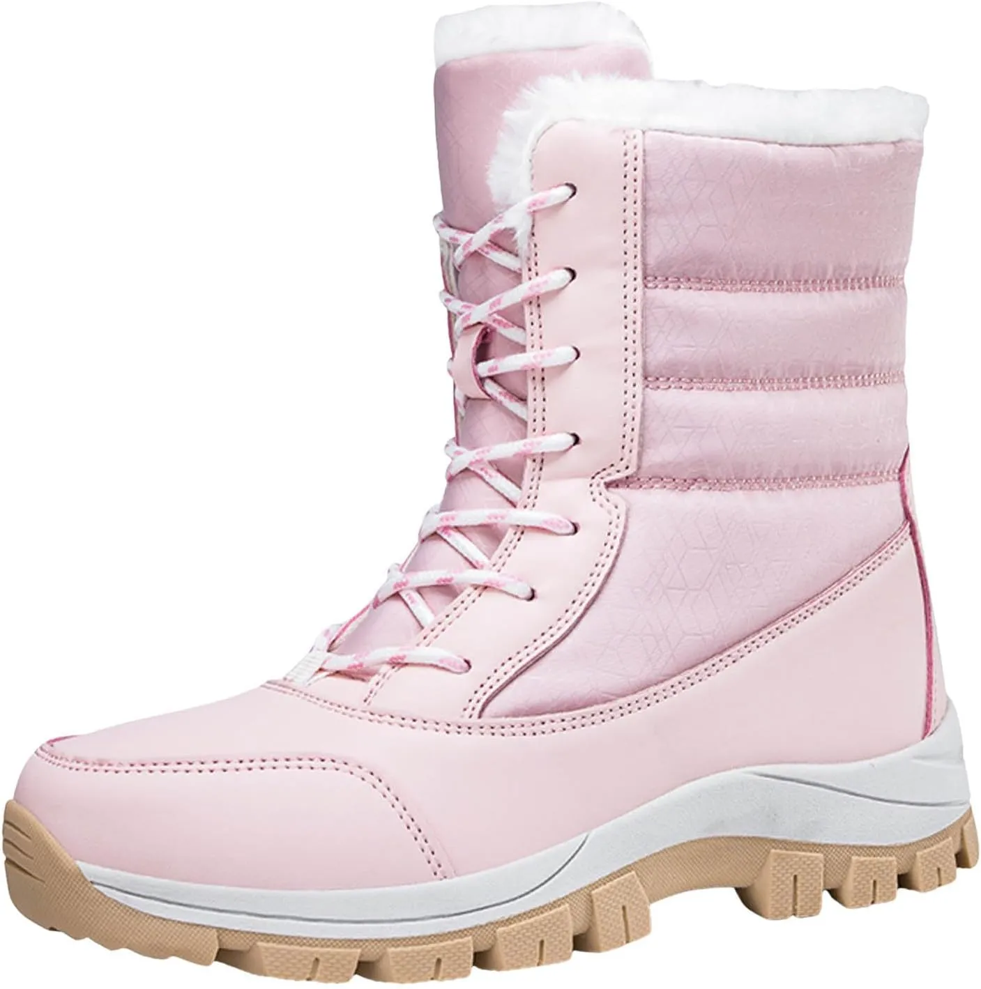 Women's Snow Boots Waterproof Winter Boots Comfortable Lace Up Ankle Boot Lightweight Hiking Shoes