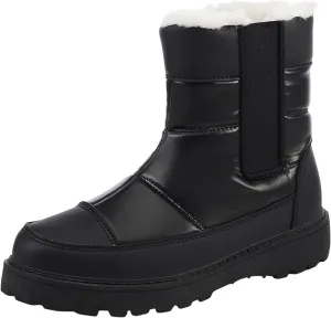 Womens Snow Boots Winter Boots for Women Warm Fleece Lined Furry Mid Calf Boots Ladies Platform Boots Water-proof Non-Slip Outdoor Shoes Comfortable Walking Hiking Shoes for Women