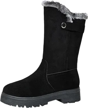 Women's Winter Snow Boots Waterproof Insulated Mid-Calf Booties Plush Lined Lace-Up Shoes for Outdoor Womens